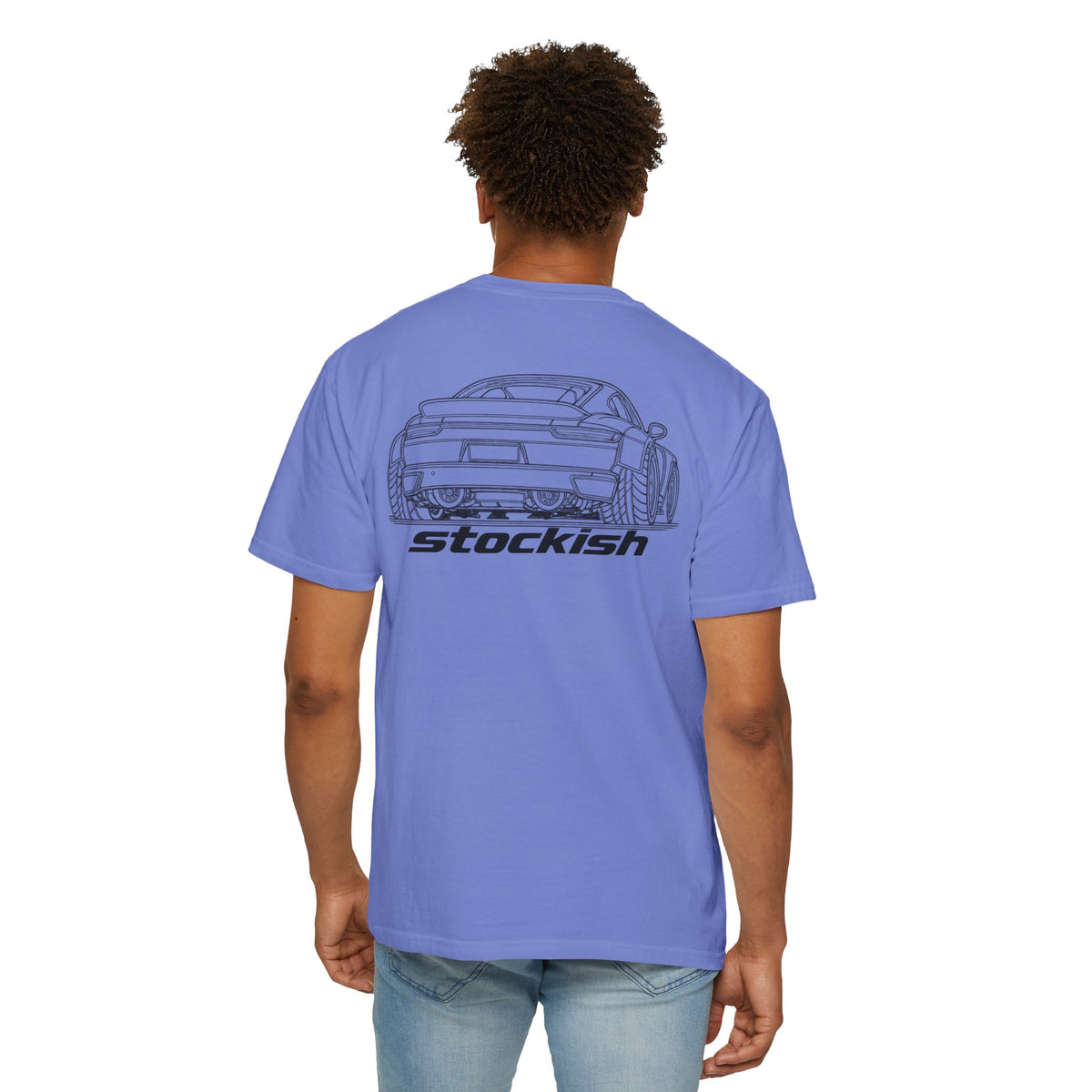 Stockish Car Illustration T-Shirt | Rear View Sports Car Graphic