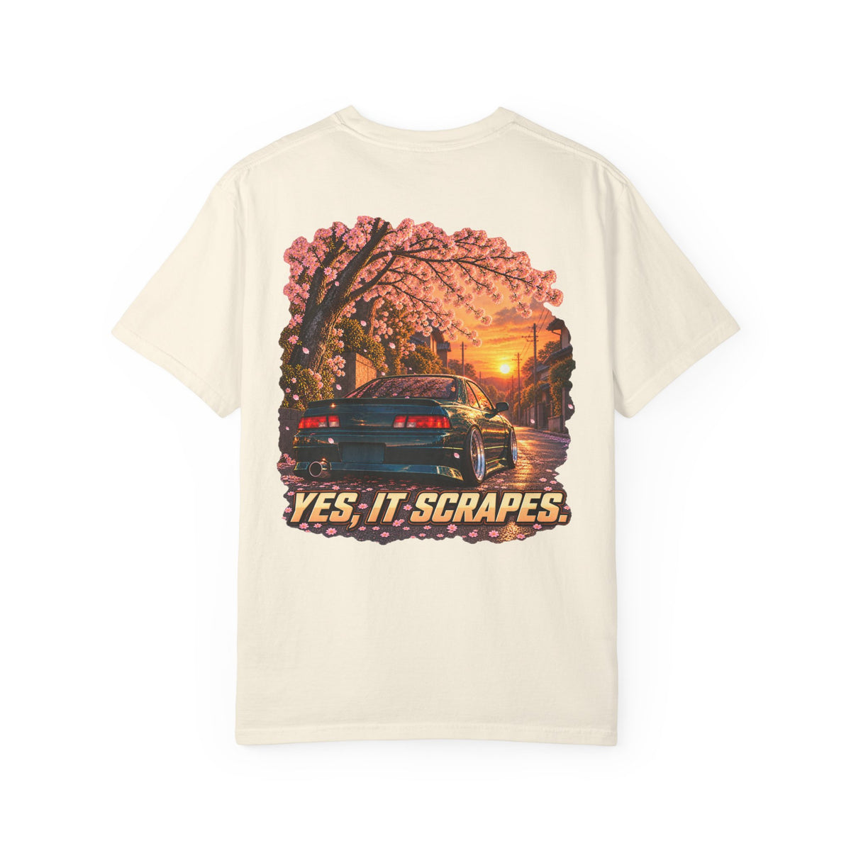 Yes It Scrapes T-Shirt | Racing Car, Cherry Blossoms, Retro Vibes