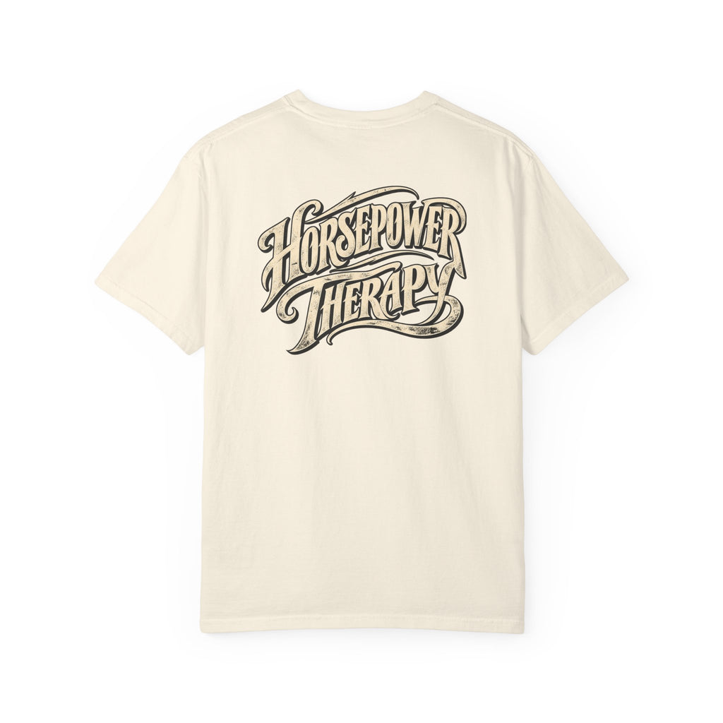 Horsepower Therapy T-shirt | Vintage Script Back Graphic
