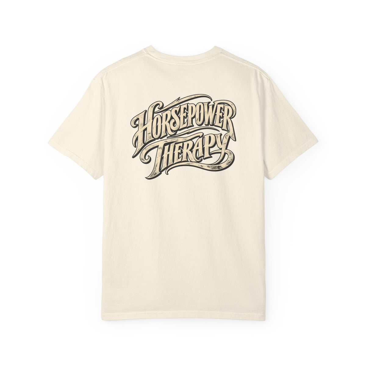 Horsepower Therapy T-shirt | Vintage Script Back Graphic
