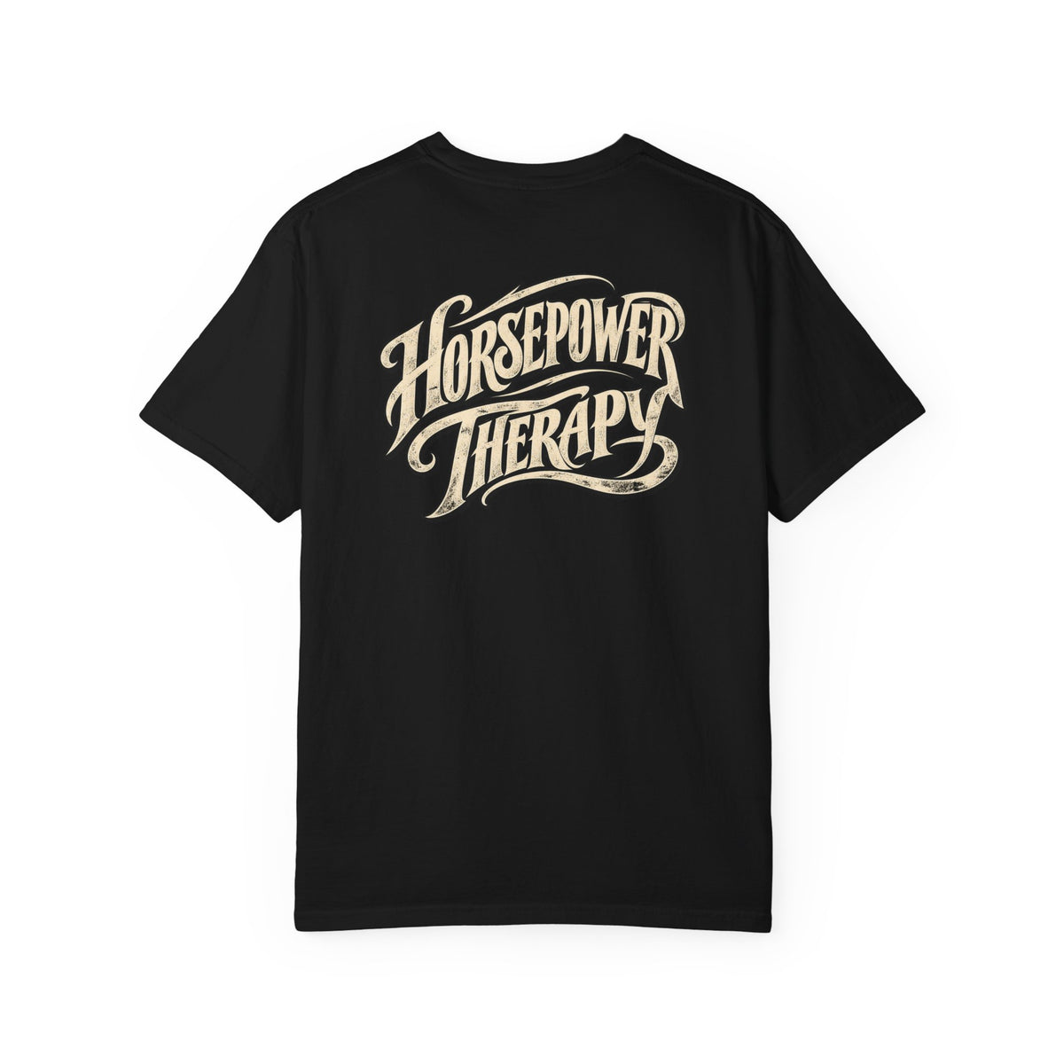 Horsepower Therapy T-shirt | Vintage Script Back Graphic