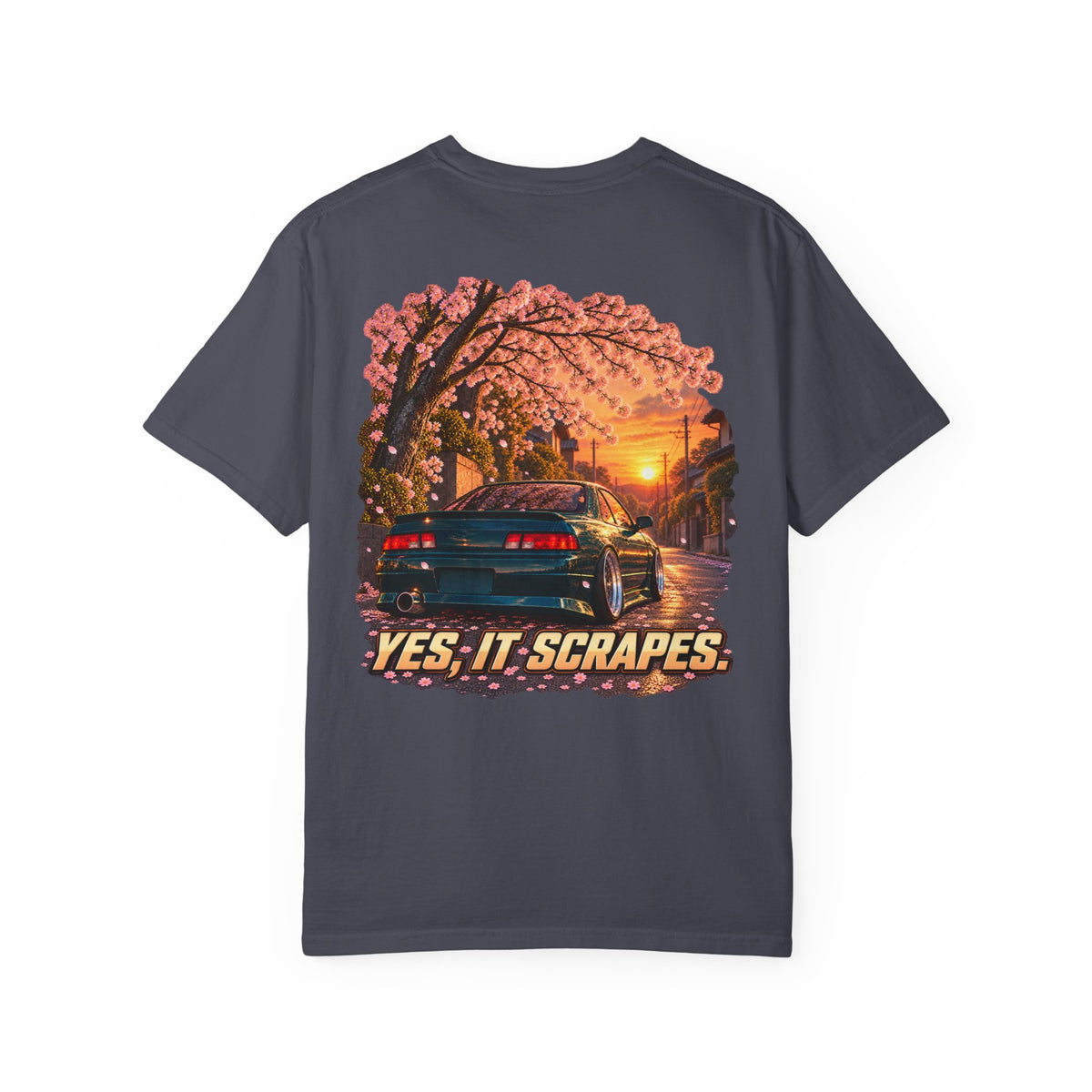 Yes It Scrapes T-Shirt | Racing Car, Cherry Blossoms, Retro Vibes