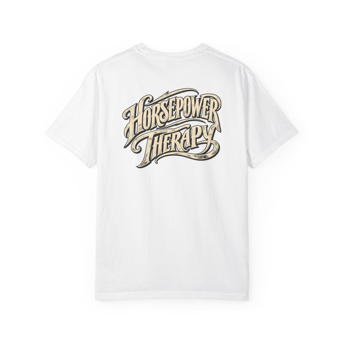 Horsepower Therapy T-shirt | Vintage Script Back Graphic