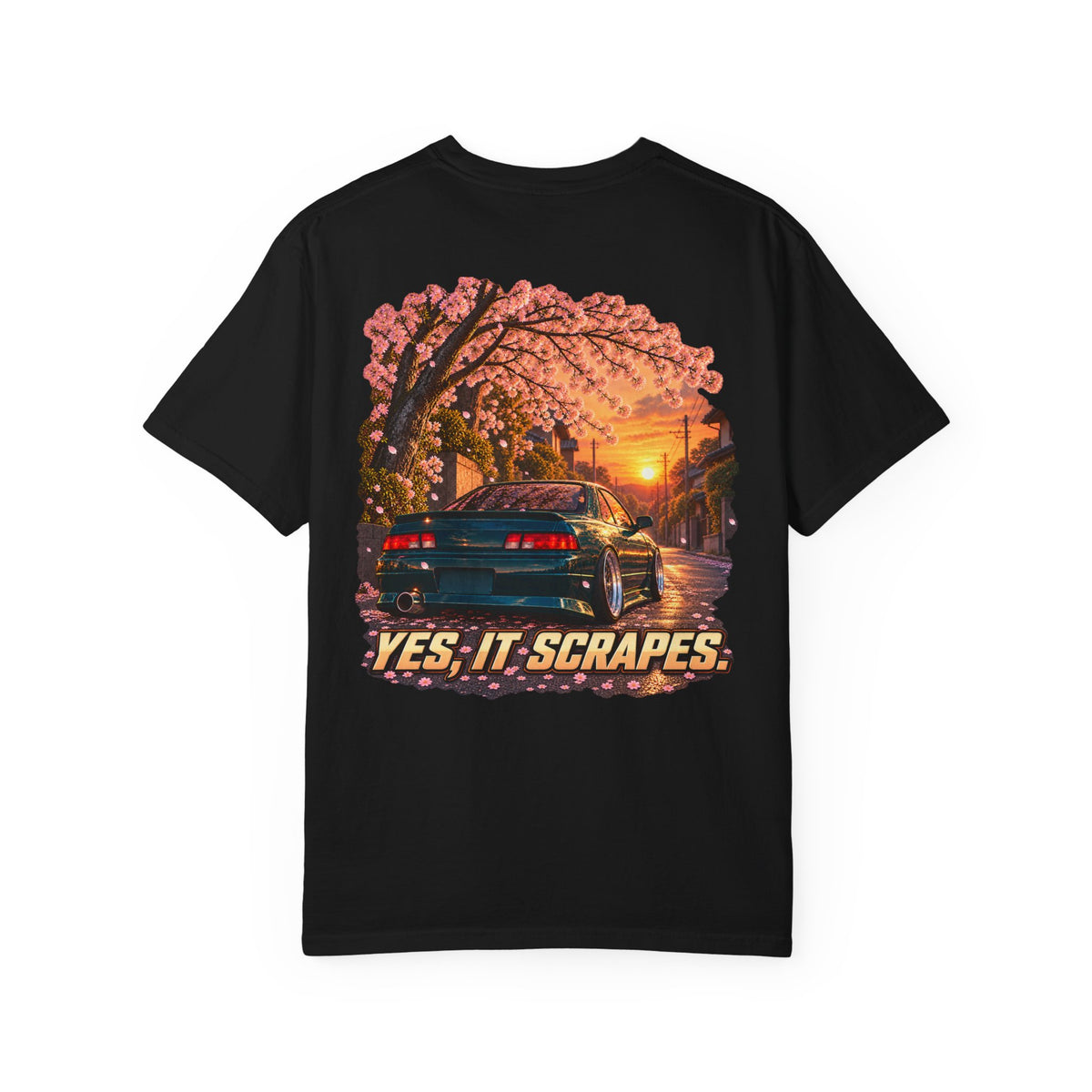 Yes It Scrapes T-Shirt | Racing Car, Cherry Blossoms, Retro Vibes
