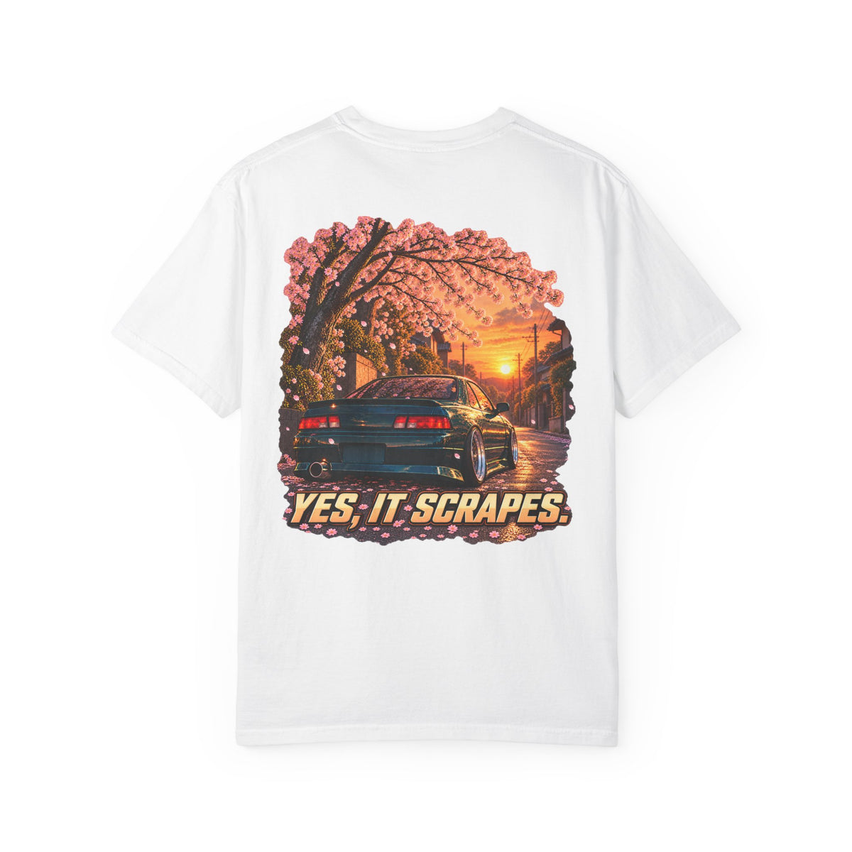 Yes It Scrapes T-Shirt | Racing Car, Cherry Blossoms, Retro Vibes
