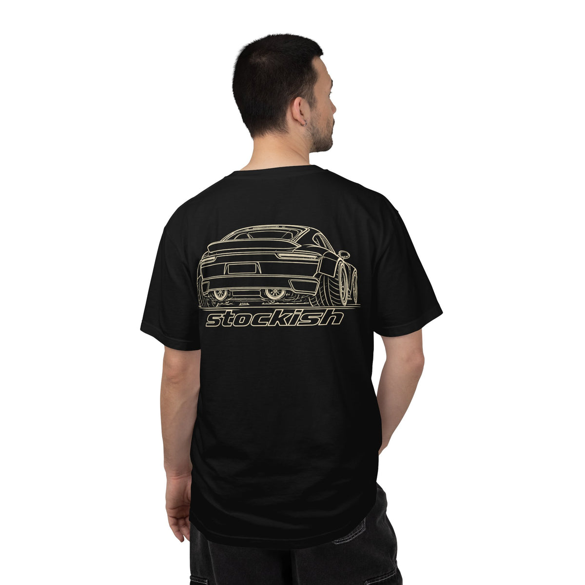 Stockish Car Illustration T-Shirt | Rear View Sports Car Graphic