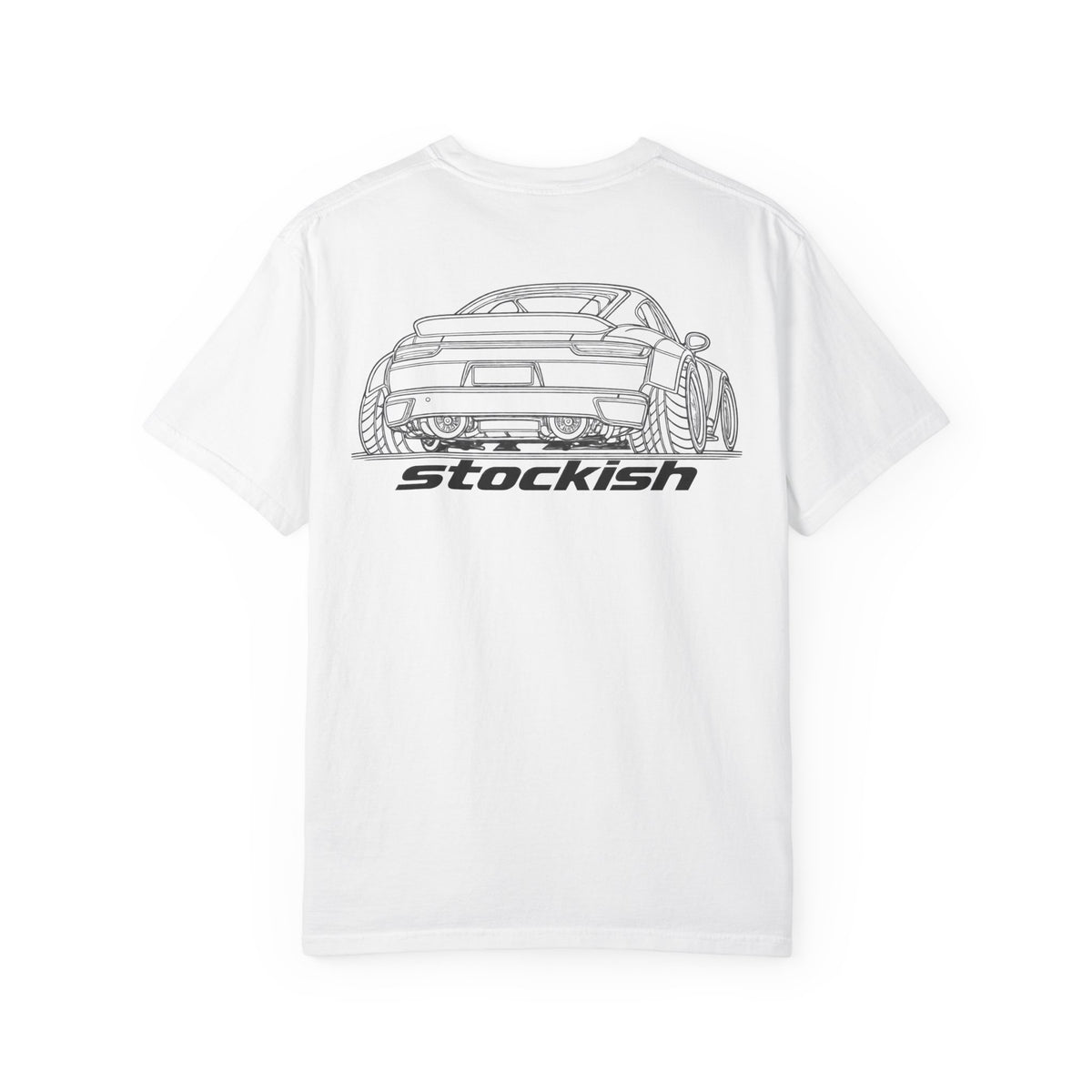 Stockish Car Illustration T-Shirt | Rear View Sports Car Graphic